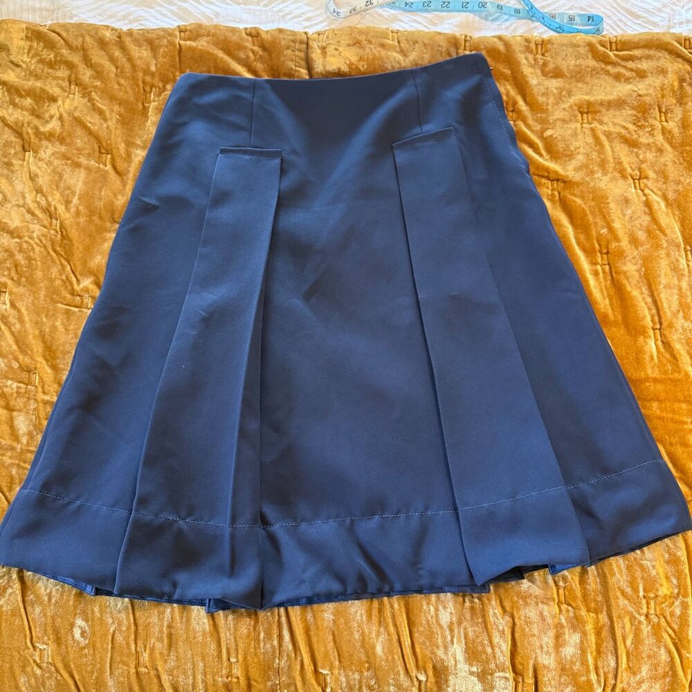 Marc Jacobs Navy Blue Pleated Paneled A-Line Skirt 8